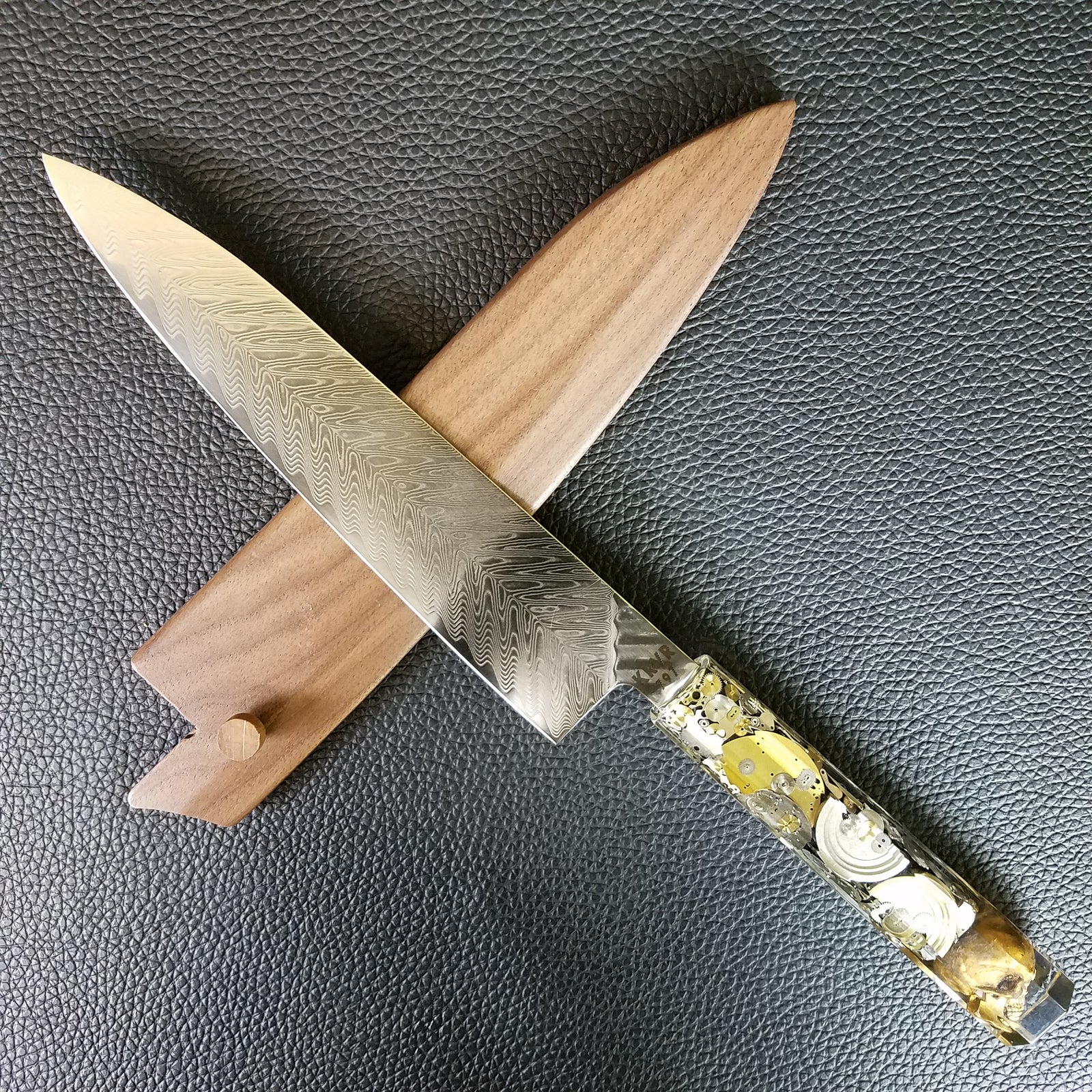 Father Time [Gold] - 210mm (8.25in) Sunray Damascus Gyuto Chef