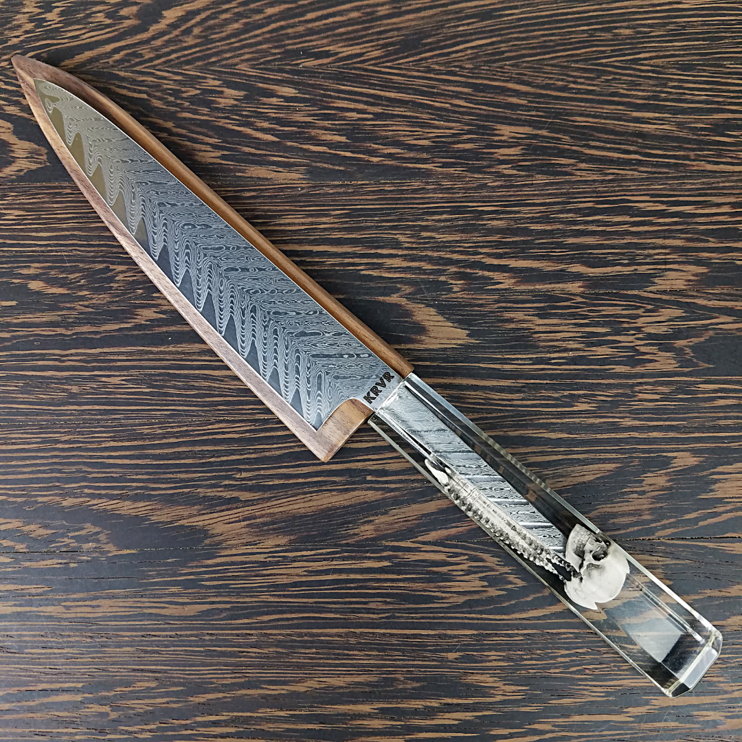 Father Time [Gold] - 210mm (8.25in) Sunray Damascus Gyuto Chef