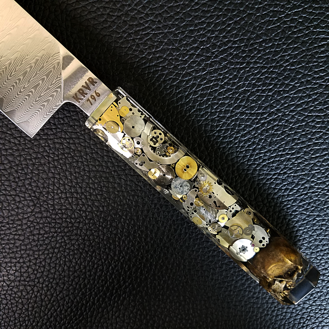 Father Time [Gold] - 210mm (8.25in) Cascade Damascus Gyuto Chef Knife