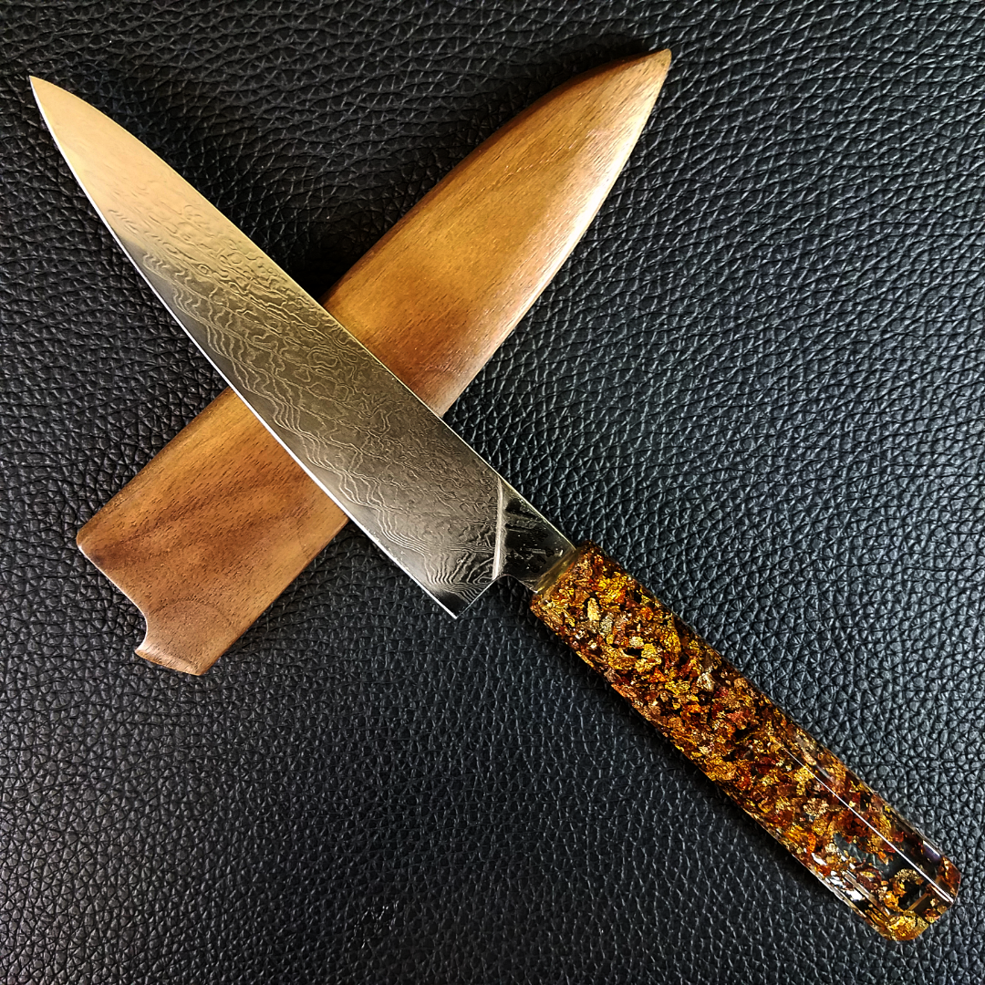 Maple Sunrays II - 6in (150mm) Damascus Petty Culinary Knife