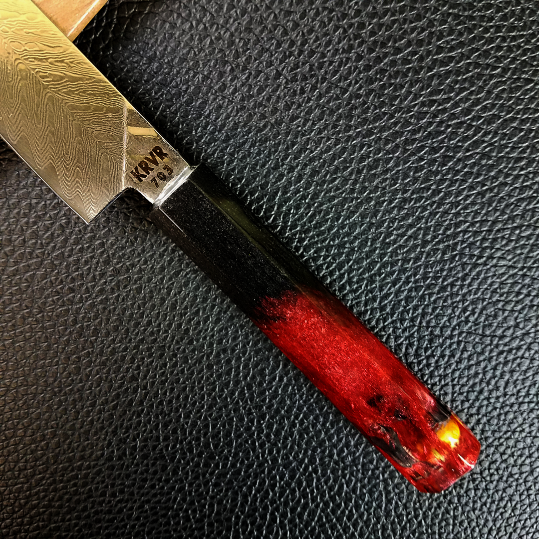 McFossil Fuel w/ Xtra Ketchup - 6in (150mm) Damascus Petty Culinary Kn -  Soul Built