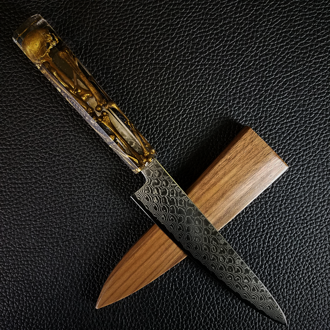 Golden Bones II - 6in (150mm) Damascus Petty Culinary Knife - Soul Built