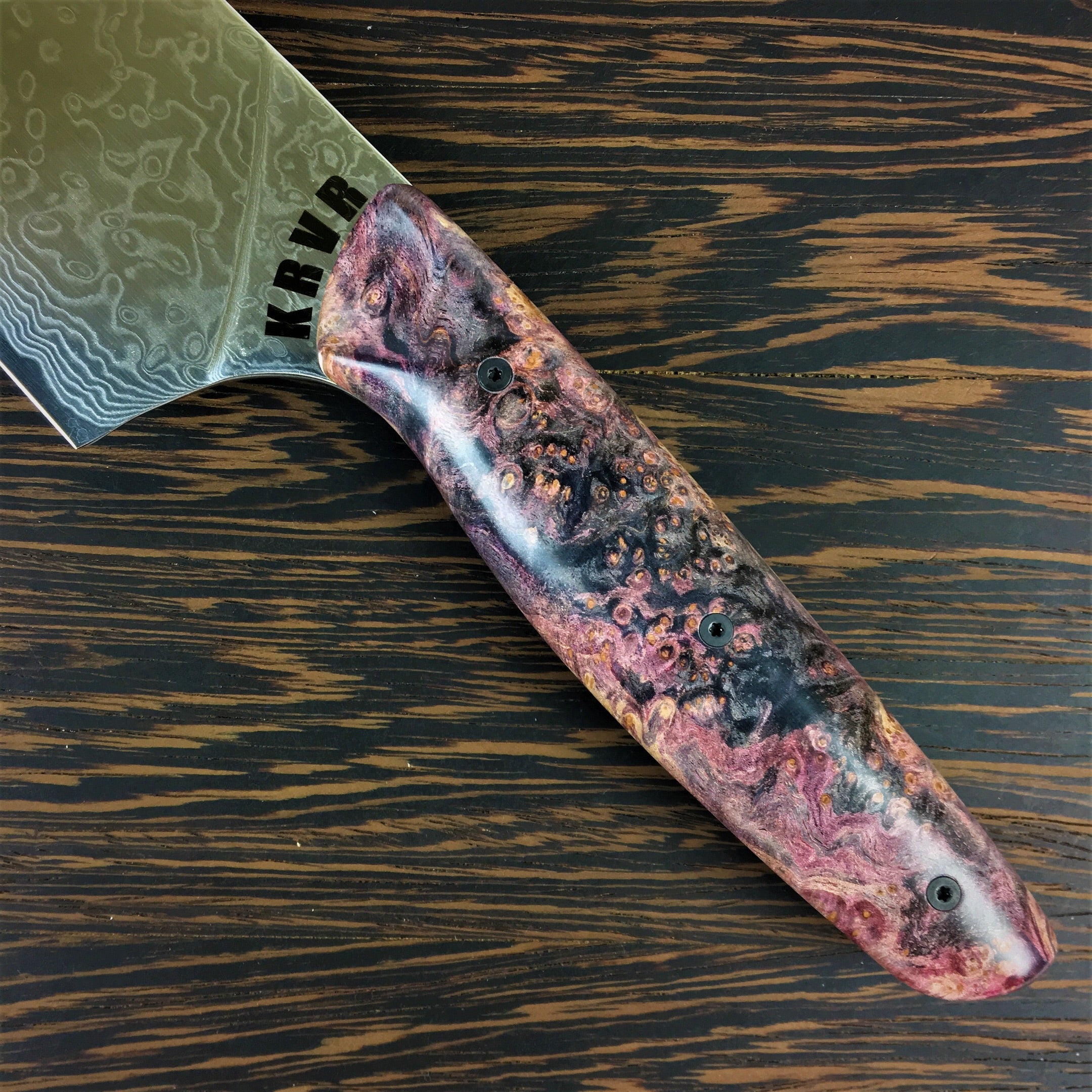 Purple Handle Damascus Knife - Groovy Guy Gifts