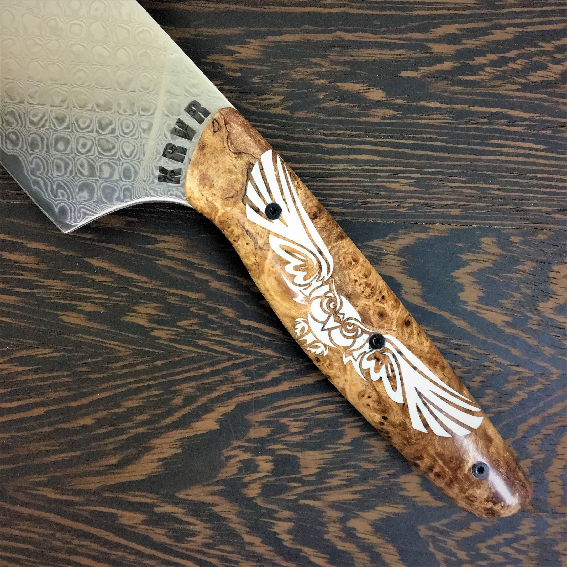 Custom Gyuto K-tip 10in Chef's Knife - Herringbone Damascus - Fire Han -  Soul Built