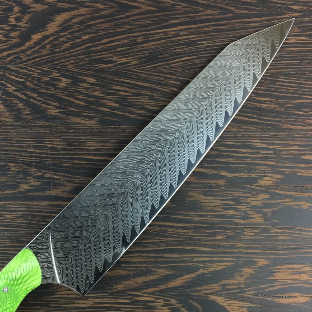 Custom Gyuto K-tip 10in Chef's Knife - Herringbone Damascus - Fire Han -  Soul Built