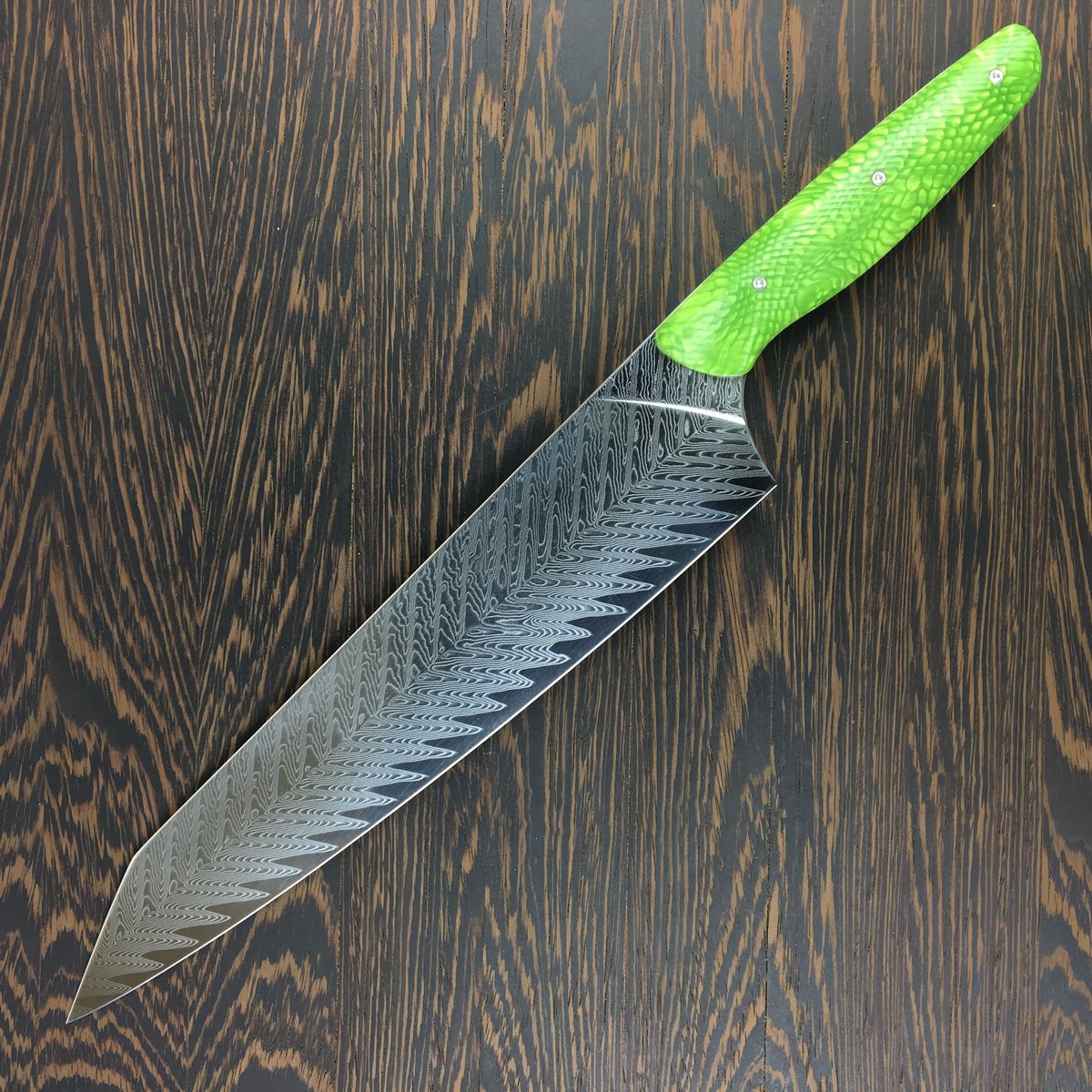Custom Gyuto K-tip 10in Chef's Knife - Herringbone Damascus - Fire Han -  Soul Built